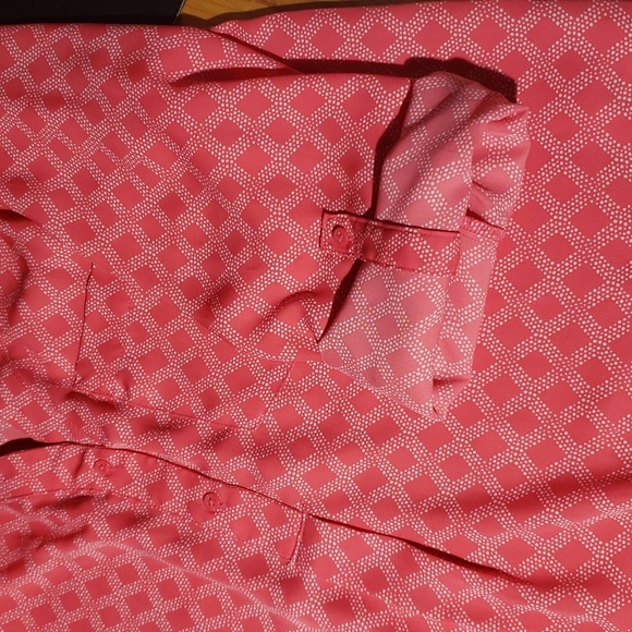 Candie's Pink/White Long Sleeve Blouse. Roll Tab Sleeves. Size L. - Picture 5 of 7